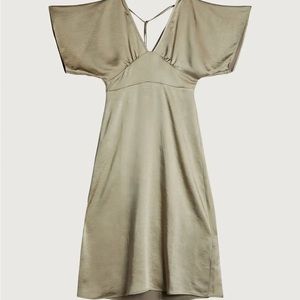 Oak and Fort Satin Butterfly Sleeve Midi Dress